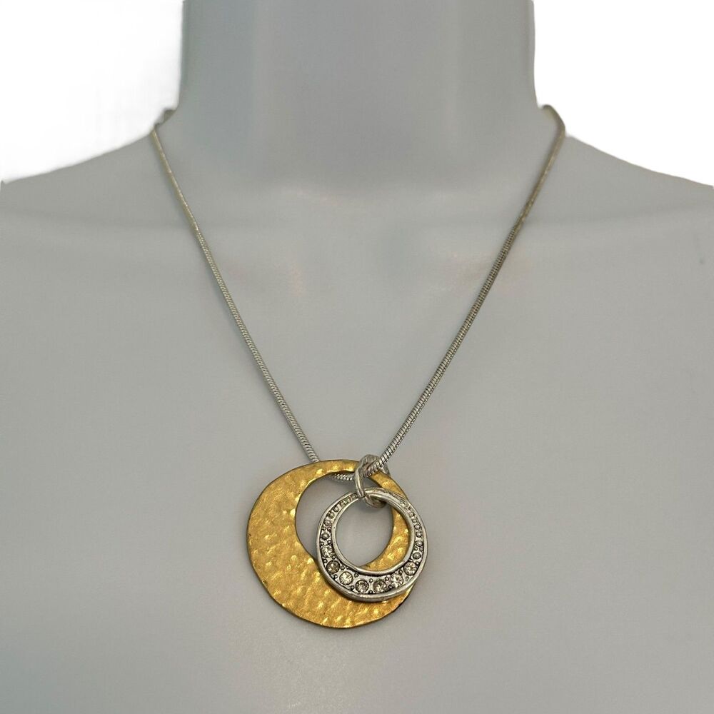 Chico's Shakira Gold Silver Toned Pendant Necklace NWT